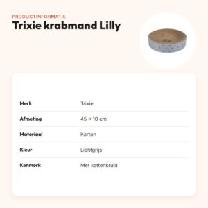 Trixie krabmand Lilly karton met catnip lichtgrijs 45 x 10 cm – productinformatie