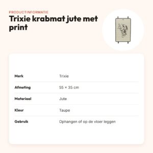Trixie krabmat jute met kattenprint taupe 55 x 35 cm – hangend of liggend – productinformatie
