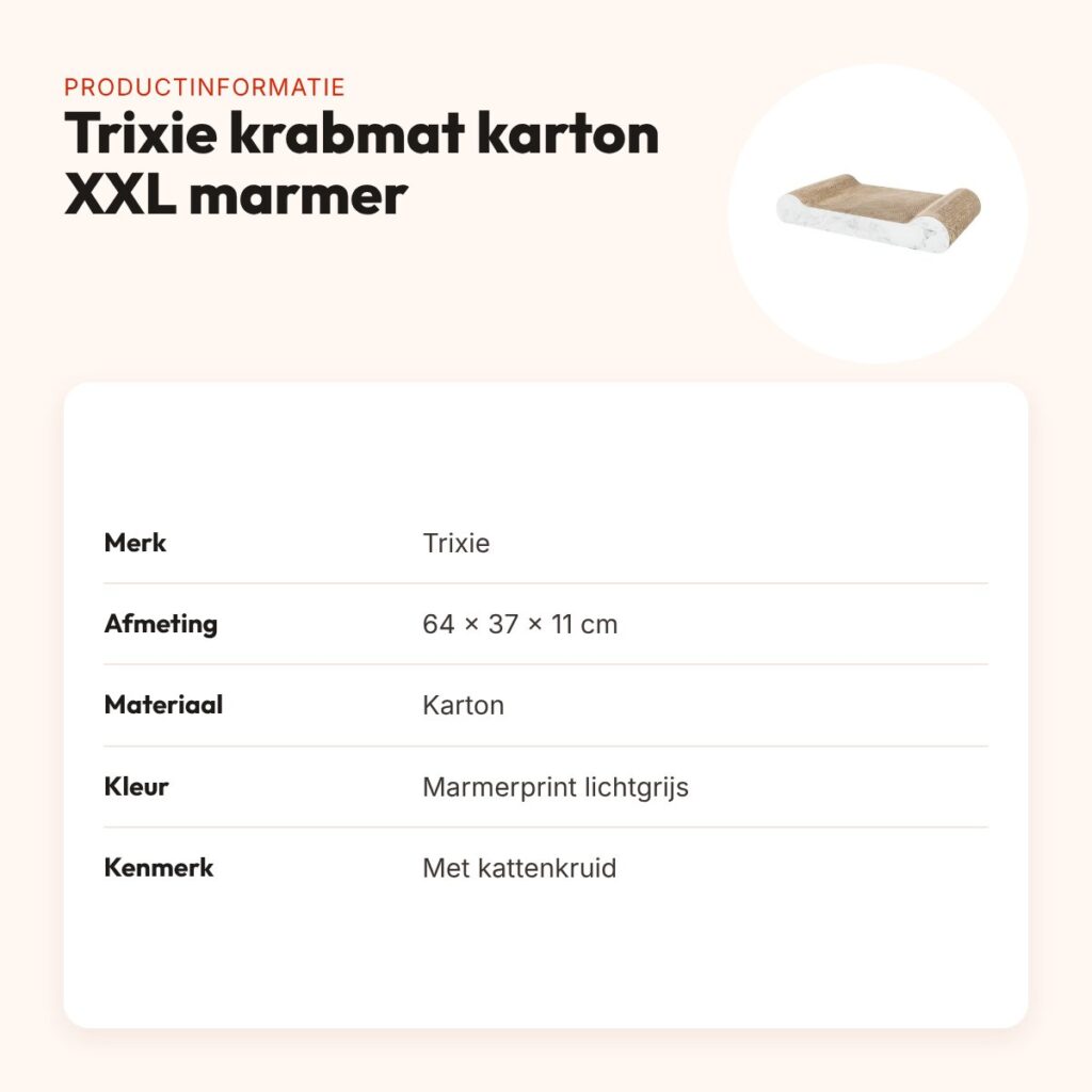 Trixie krabmat karton XXL marmerprint lichtgrijs 64 x 37 x 11 cm – productinformatie