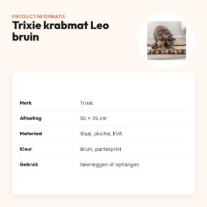 Trixie krabmat Leo panterprint bruin 55 x 35 cm – met speelballetje – productinformatie