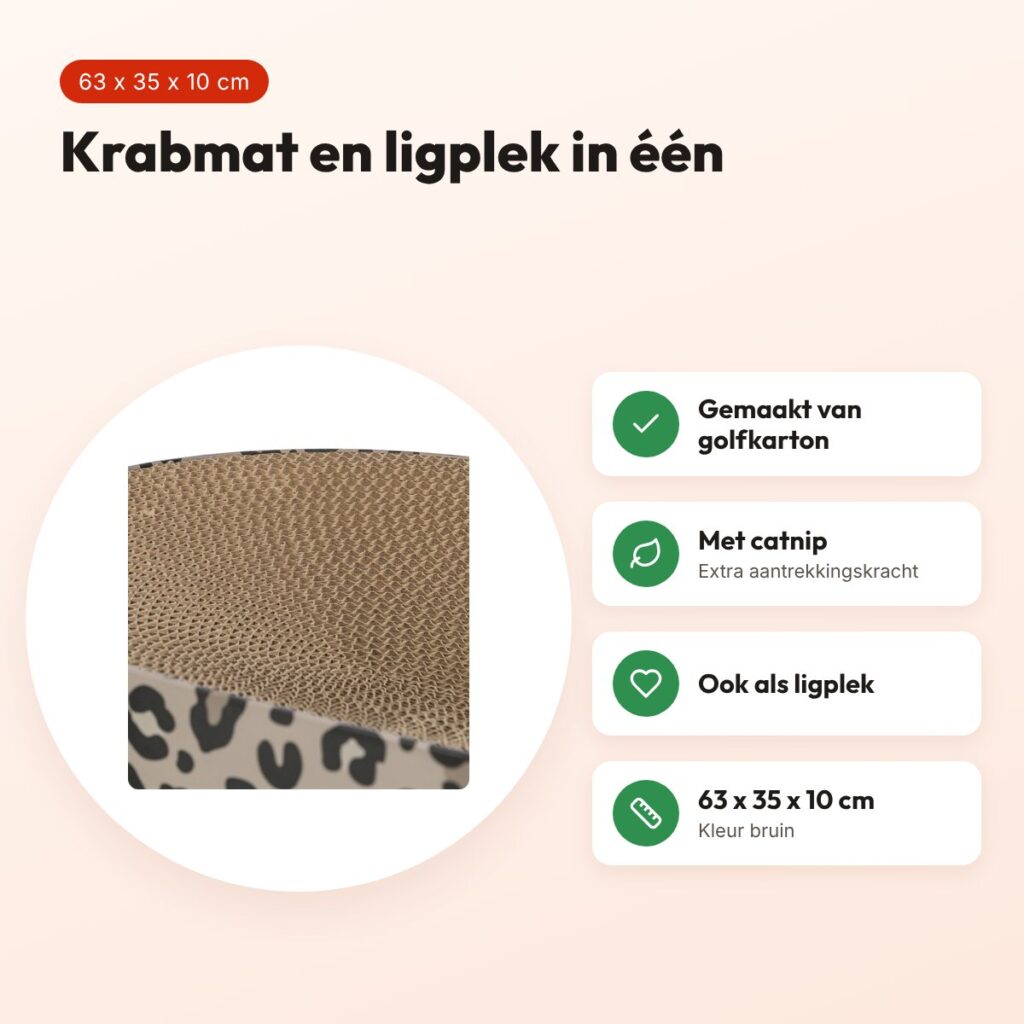 Trixie krabmat/mand Leo met catnip bruin 63 x 35 x 10 cm – golfkarton – voordelen