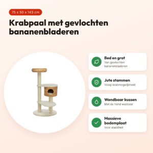 Trixie krabpaal Albea Banana Leaf crème 75 x 50 x 143 cm – voordelen