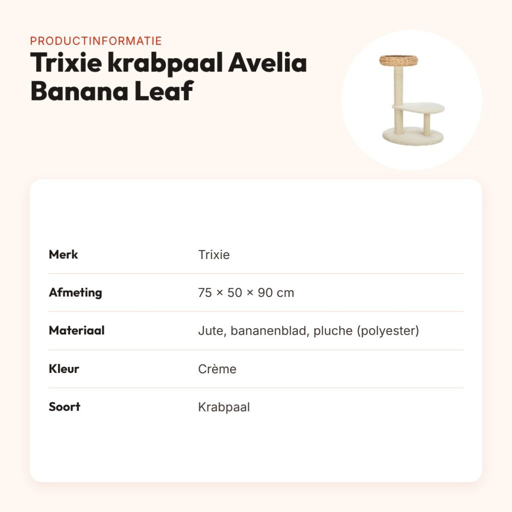 Trixie krabpaal Avelia Banana Leaf crème 75 x 50 x 90 cm – productinformatie