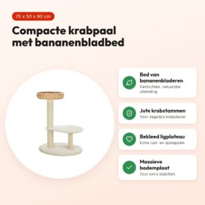 Trixie krabpaal Avelia Banana Leaf crème 75 x 50 x 90 cm – voordelen