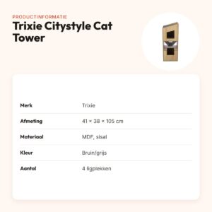 Trixie krabpaal Citystyle Cat Tower bruin/grijs 41 x 38 x 105 cm – productinformatie