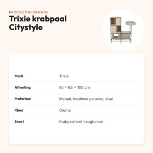 Trixie krabpaal Citystyle met metalen frame crème 95 x 62 x 100 cm – productinformatie