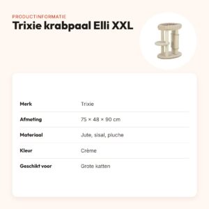 Trixie krabpaal Elli XXL crème 75 x 48 x 90 cm – voor grote katten – productinformatie