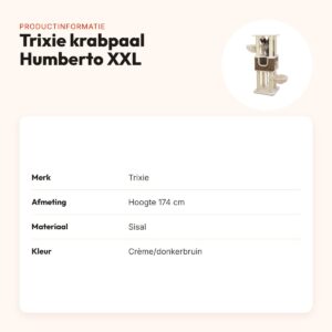 Trixie krabpaal Humberto XXL crème/donkerbruin 174 cm – schuilplaats – productinformatie