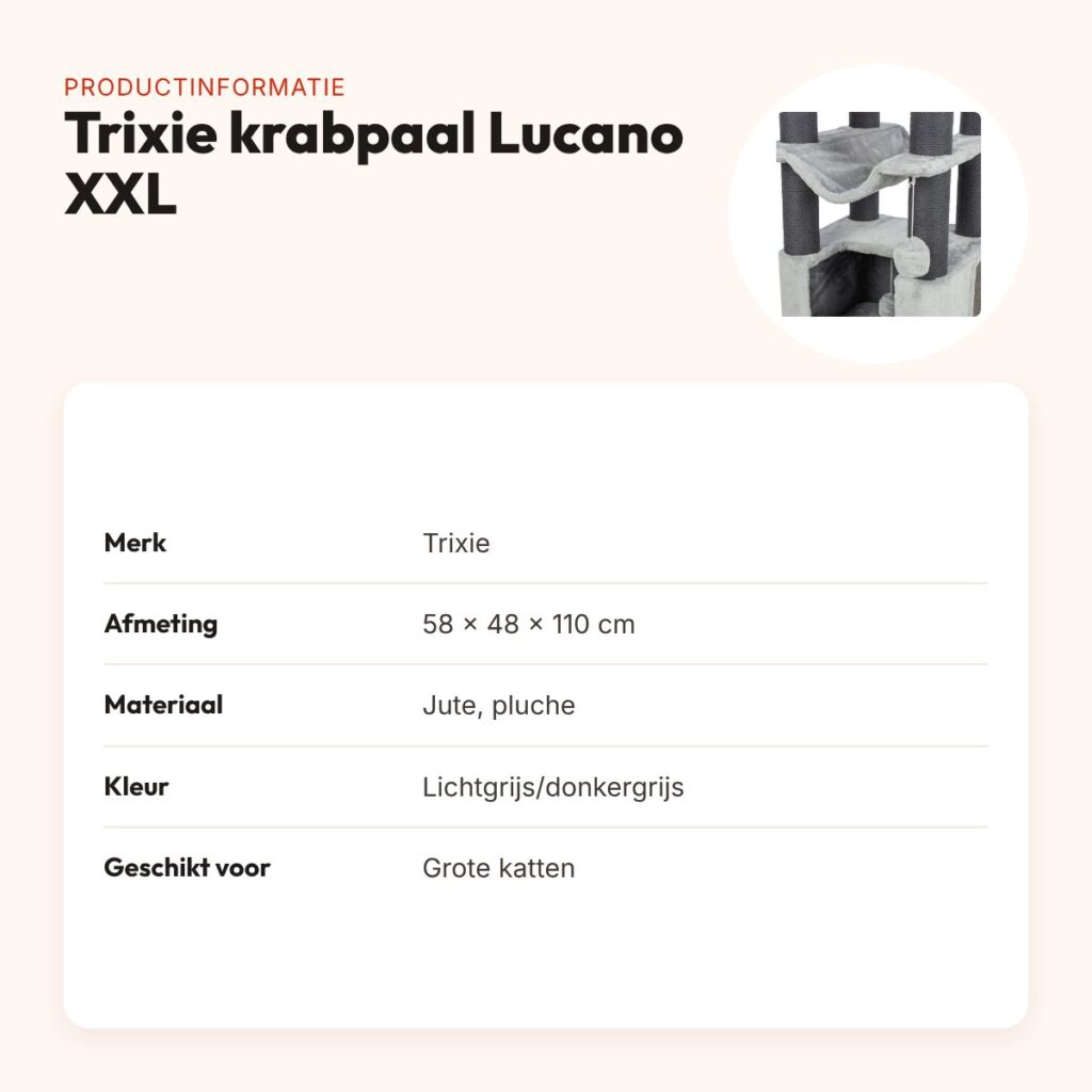 Trixie krabpaal Lucano XXL lichtgrijs/donkergrijs 58 x 48 x 110 cm – productinformatie