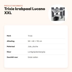 Trixie krabpaal Lucano XXL lichtgrijs/donkergrijs 58 x 48 x 110 cm – productinformatie