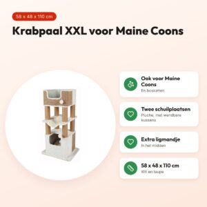 Trixie krabpaal Lucano XXL wit/taupe 58 x 48 x 110 cm – jute – voordelen
