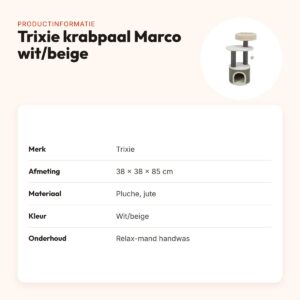 Trixie krabpaal Marco wit/beige 38 x 38 x 85 cm – vier verdiepingen – productinformatie