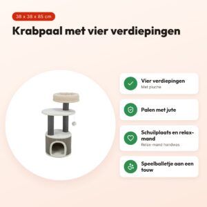 Trixie krabpaal Marco wit/beige 38 x 38 x 85 cm – vier verdiepingen – voordelen