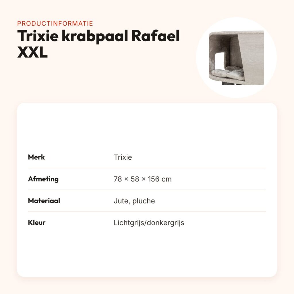 Trixie krabpaal Rafael XXL lichtgrijs/donkergrijs 78 x 58 x 156 cm – productinformatie