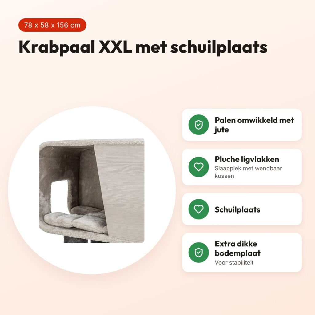 Trixie krabpaal Rafael XXL lichtgrijs/donkergrijs 78 x 58 x 156 cm – voordelen