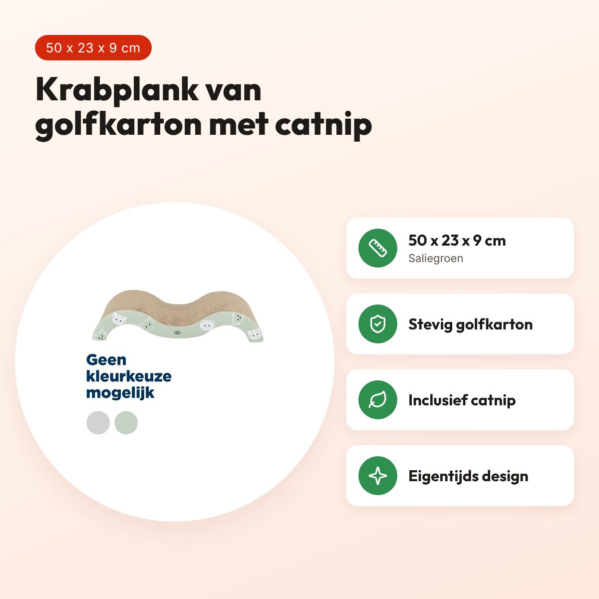 Trixie krabplank Golf Mimi saliegroen 50 x 23 x 9 cm – karton met catnip – voordelen