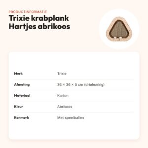 Trixie krabplank Hartjes met ballen abrikoos driehoekig 36 x 36 x 5 cm – productinformatie