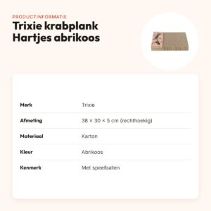 Trixie krabplank Hartjes met ballen abrikoos rechthoekig 38 x 30 x 5 cm – productinformatie