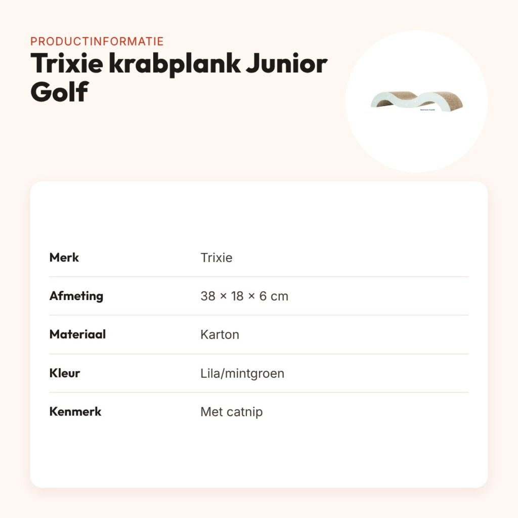 Trixie krabplank Junior Golf lila/mintgroen 38 x 18 x 6 cm – karton – productinformatie