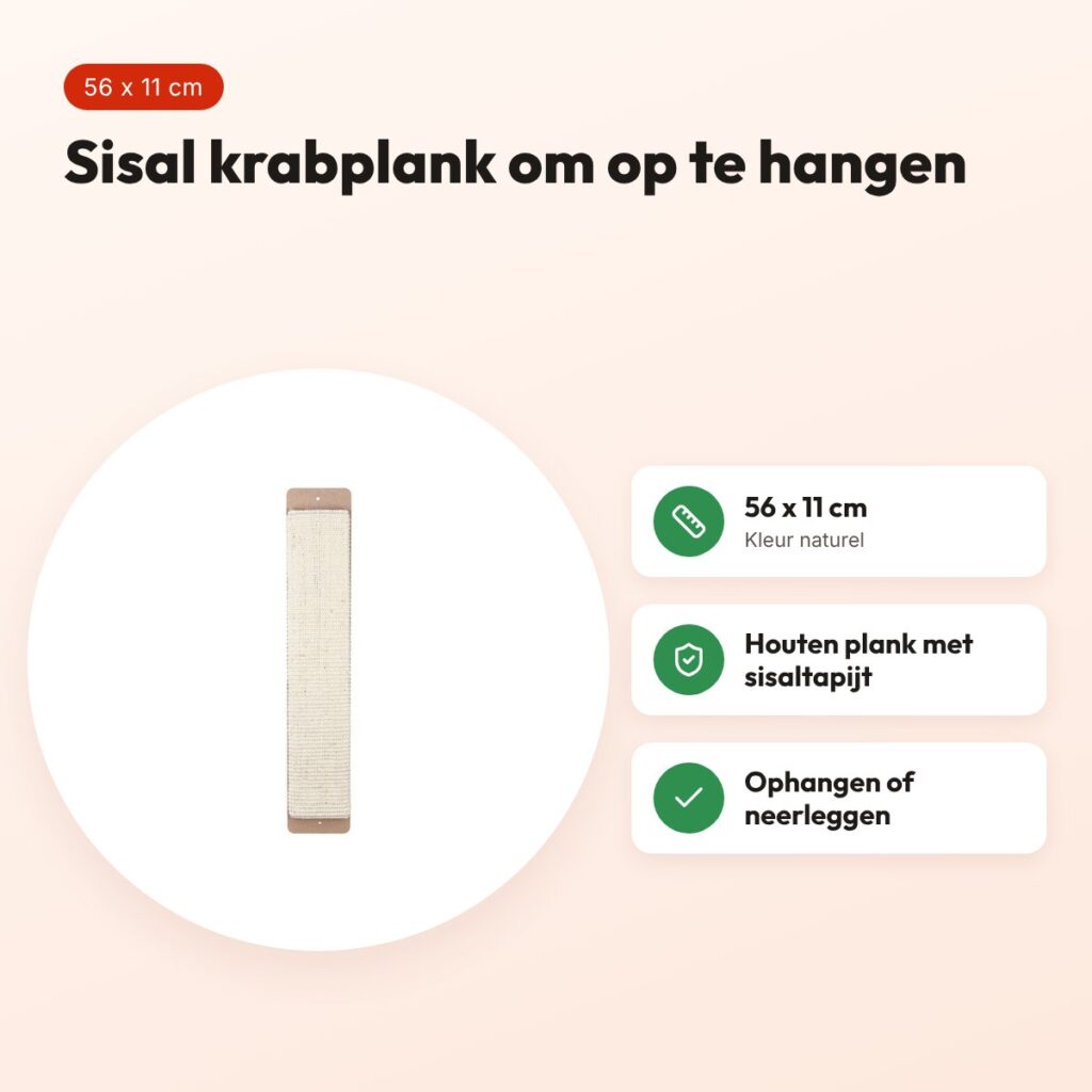 Trixie krabplank sisal naturel 56 x 11 cm – ophangbaar of neerleggen – voordelen