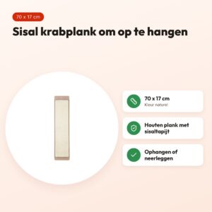 Trixie krabplank sisal naturel 70 x 17 cm – ophangbaar of neerleggen – voordelen