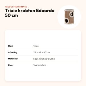 Trixie krabton Edoardo taupe/crème 33 x 33 x 50 cm – met ligplateau – productinformatie