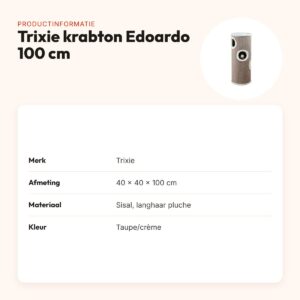 Trixie krabton Edoardo taupe/crème 40 x 40 x 100 cm – sisal en pluche – productinformatie