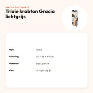 Trixie krabton Gracia lichtgrijs/grijs 38 x 38 x 85 cm – sisal – productinformatie