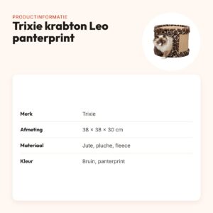 Trixie krabton Leo panterprint bruin 38 x 38 x 30 cm – productinformatie