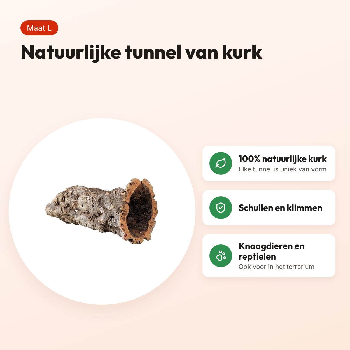 Trixie kurktunnel L tot 55 x 19 x 19 cm – natuurlijke schuilplaats – voordelen