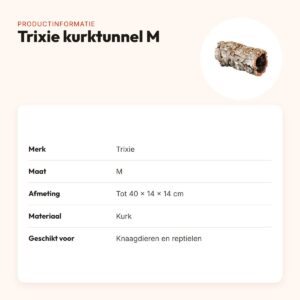 Trixie kurktunnel M tot 40 x 14 x 14 cm – natuurlijke schuilplaats – productinformatie