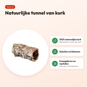 Trixie kurktunnel M tot 40 x 14 x 14 cm – natuurlijke schuilplaats – voordelen