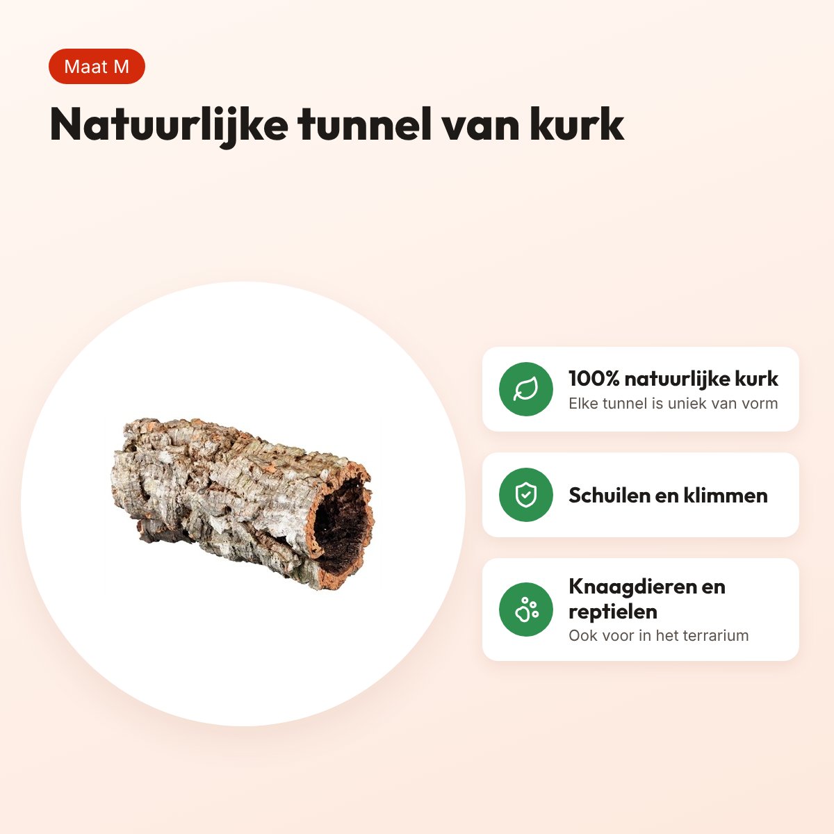 Trixie kurktunnel M tot 40 x 14 x 14 cm – natuurlijke schuilplaats – voordelen