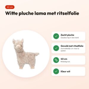 Trixie lama pluche wit 40 cm – hondenspeelgoed met ritselfolie – voordelen