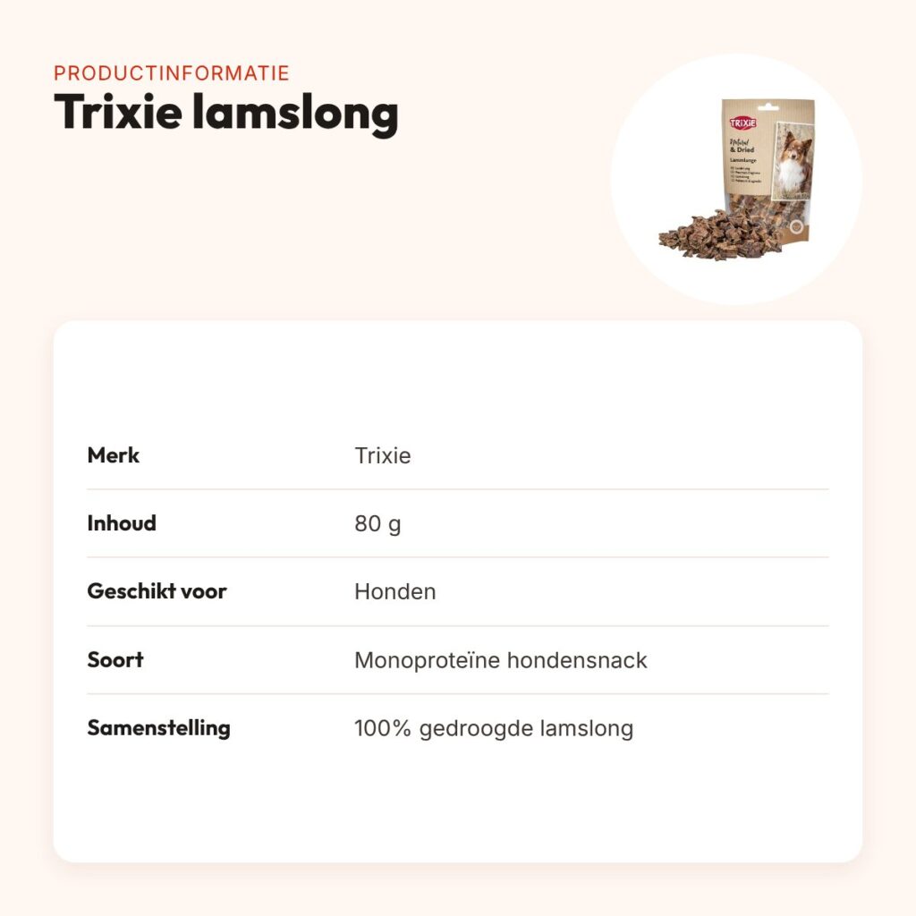 Trixie lamslong 80 g – monoproteïne hondensnack – productinformatie