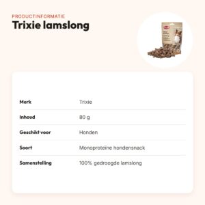 Trixie lamslong 80 g – monoproteïne hondensnack – productinformatie