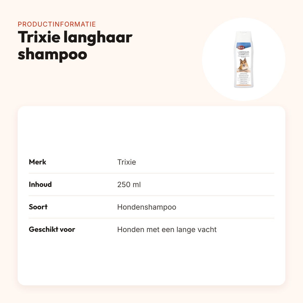 Trixie langhaar hondenshampoo 250 ml – tegen klitten en vervilting – productinformatie