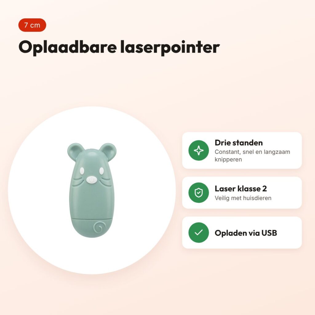 Trixie laserpointer kunststof USB oplaadbaar salie 7 cm – voordelen