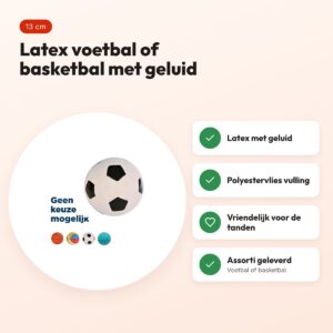 Trixie latex ballen 13 cm – voetbal of basketbal, met geluid, assorti – voordelen