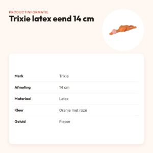 Trixie latex eend 14 cm – kauwspeelgoed met pieper, oranje/roze – productinformatie