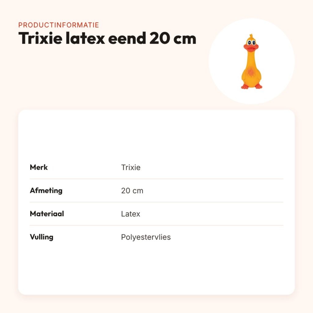 Trixie latex eend 20 cm – hondenspeeltje met polyestervlies vulling – productinformatie