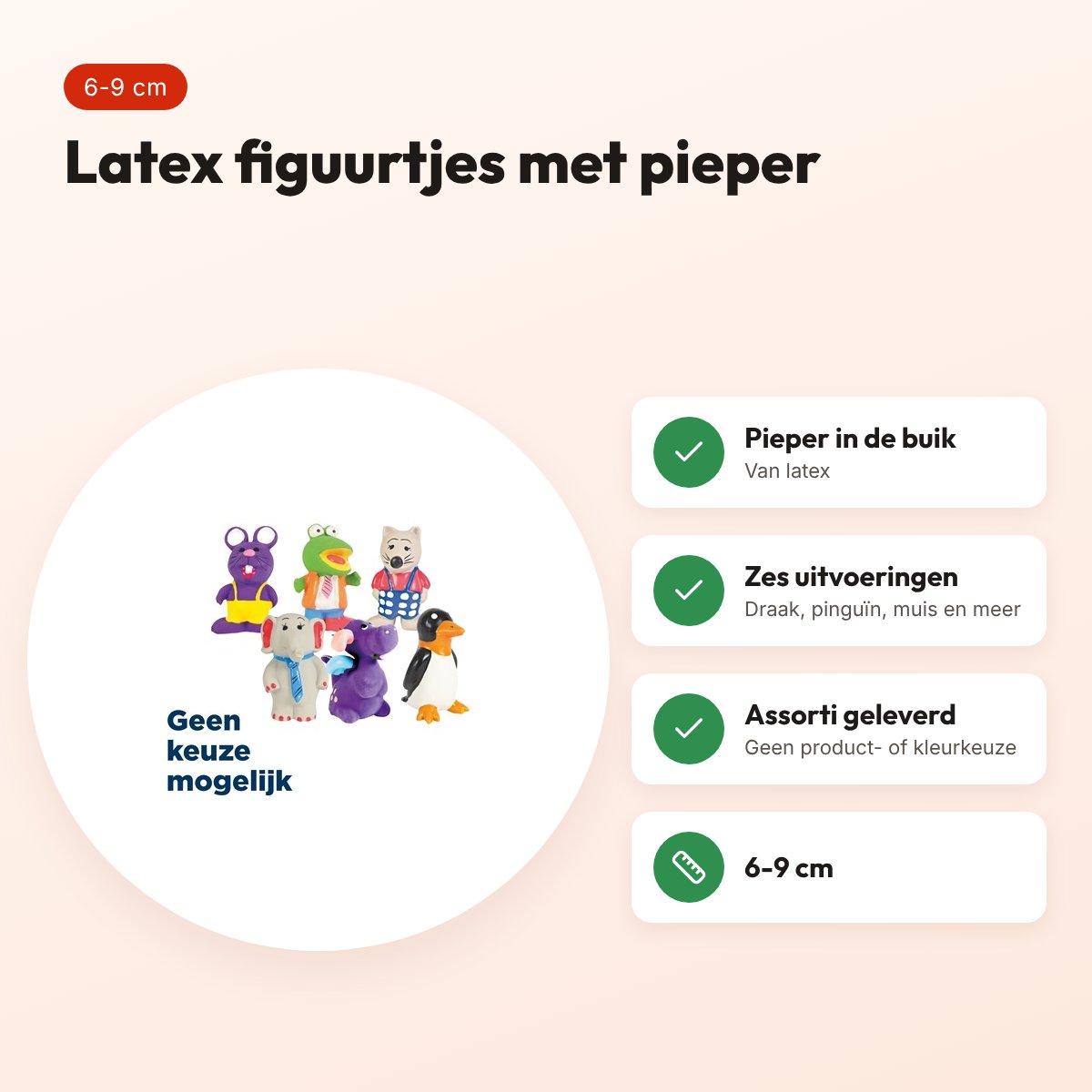 Trixie latex figuren 6-9 cm – hondenspeelgoed met pieper, assorti – voordelen
