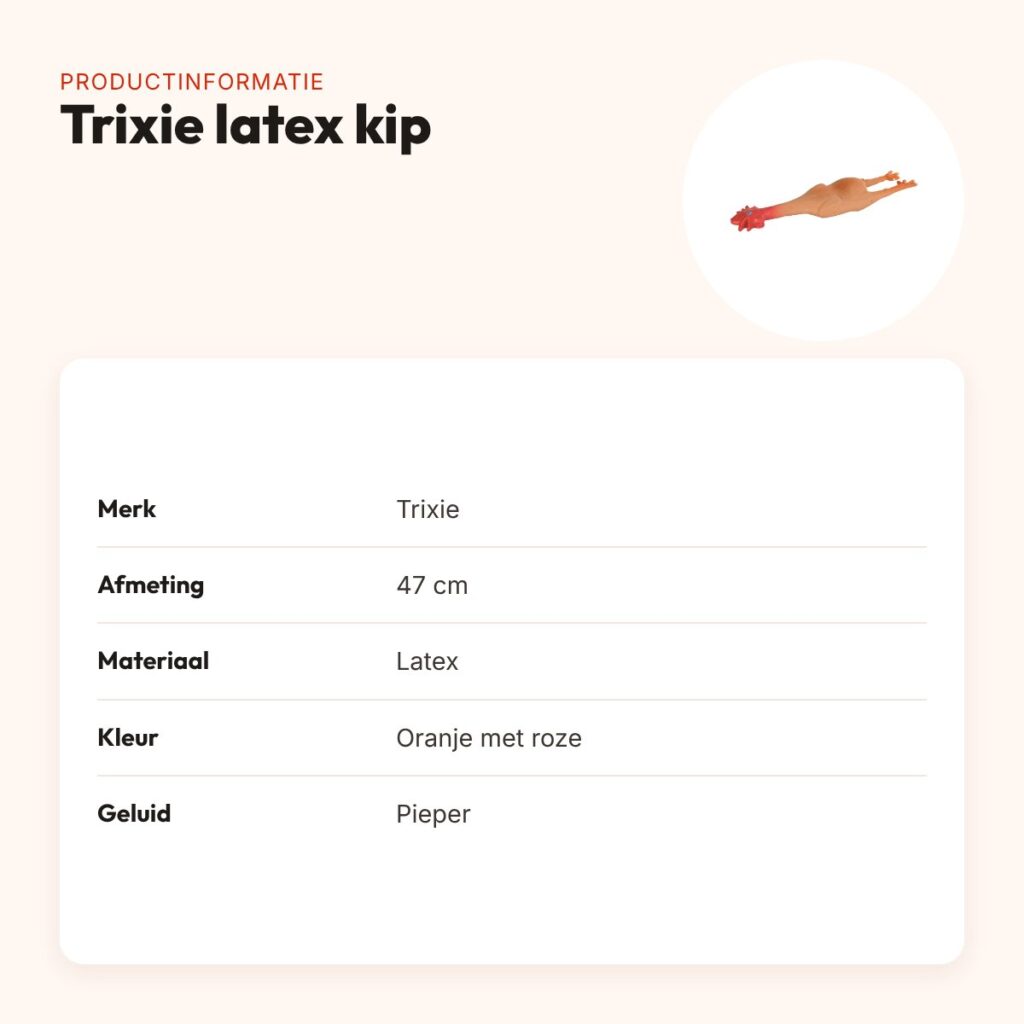Trixie latex kip 47 cm – hondenspeelgoed met pieper, oranje/roze – productinformatie
