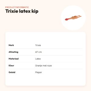 Trixie latex kip 47 cm – hondenspeelgoed met pieper, oranje/roze – productinformatie