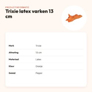 Trixie latex varken 13 cm – oranje, met pieper – productinformatie