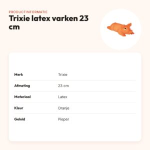 Trixie latex varken 23 cm – oranje, met pieper – productinformatie