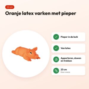Trixie latex varken 23 cm – oranje, met pieper – voordelen