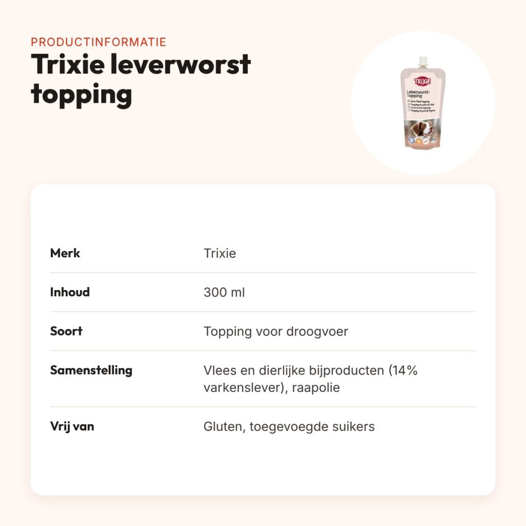 Trixie leverworst topping 300 ml – glutenvrij, voor droogvoer – productinformatie