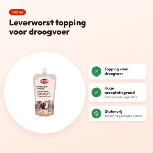 Trixie leverworst topping 300 ml – glutenvrij, voor droogvoer – voordelen