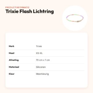 Trixie lichtgevende halsband Flash Lichtring siliconen 70 cm – productinformatie